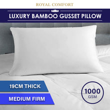 Load image into Gallery viewer, Royal Comfort Luxury Bamboo Blend Gusset Pillow Single Pack 4cm Gusset Support