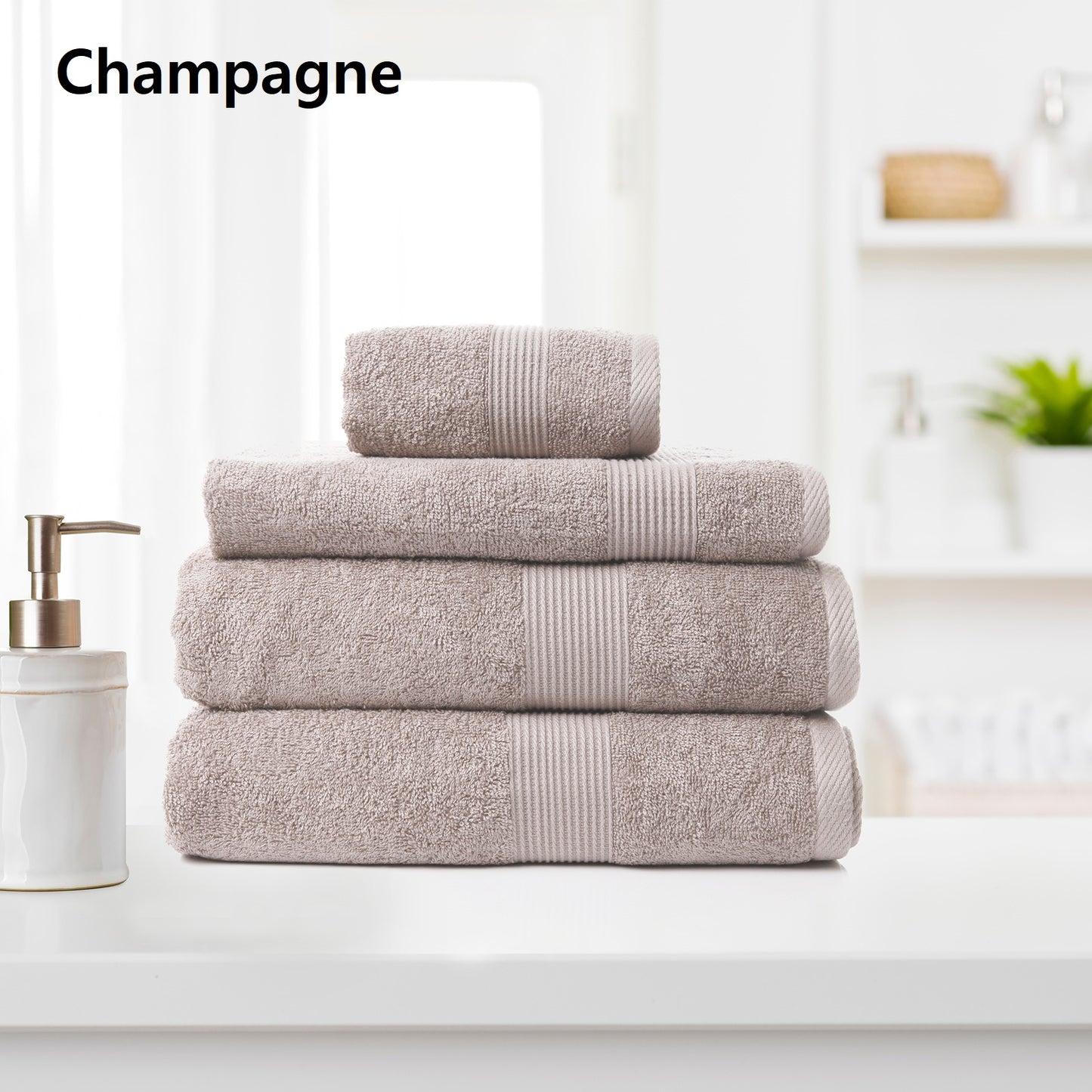 Royal Comfort 4 Piece Cotton Bamboo Towel Set 450GSM Luxurious Absorbent Plush