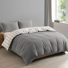 Load image into Gallery viewer, Royal Comfort Hemp Braid Cotton Blend Quilt Cover Set Reverse Stripe Bedding