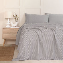 Load image into Gallery viewer, Royal Comfort Stripes Linen Blend Sheet Set Bedding Luxury Breathable Ultra Soft