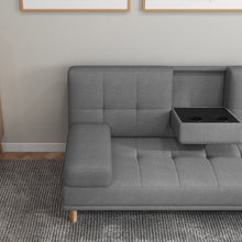 Load image into Gallery viewer, Casa Decor Mendoza 2 in 1 Sofa Bed Couch Pull Down Cupholder 3 Seats Futon Grey