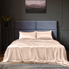 Load image into Gallery viewer, Royal Comfort Satin Sheet Set 4 Piece Fitted Flat Sheet Pillowcases Silky Smooth