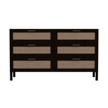 Load image into Gallery viewer, Casa Decor Tulum Rattan 6 Chest of Drawers Cabinet Bedroom Storage Tallboy Black
