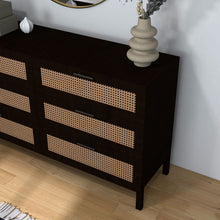 Load image into Gallery viewer, Casa Decor Tulum Rattan 6 Chest of Drawers Cabinet Bedroom Storage Tallboy Black