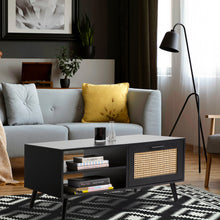 Load image into Gallery viewer, Casa Decor Tulum Rattan Coffee Table Storage Drawer Furniture Wooden Black