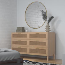 Load image into Gallery viewer, Casa Decor Santiago Rattan 6 Chest Drawers Cabinet Bedroom Storage Tallboy Oak