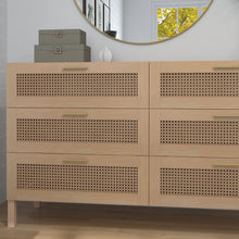 Load image into Gallery viewer, Casa Decor Santiago Rattan 6 Chest Drawers Cabinet Bedroom Storage Tallboy Oak
