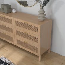Load image into Gallery viewer, Casa Decor Santiago Rattan 6 Chest Drawers Cabinet Bedroom Storage Tallboy Oak
