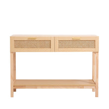 Load image into Gallery viewer, Casa Decor Santiago Rattan Console Table Entry Table Storage Hallway Wood Oak
