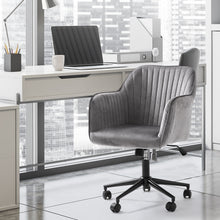 Load image into Gallery viewer, Casa Decor Arles Velvet Office Chair Mid Back Swivel Height Adjustable Grey