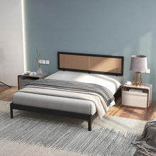 Load image into Gallery viewer, Casa Decor Tulum Platform Bed Rattan Bed Head Solid Wooden Frame