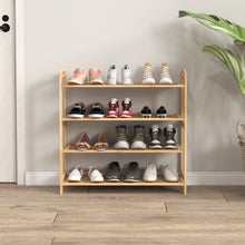 Load image into Gallery viewer, Casa Decor 4-Tier Bamboo Shoe Rack, Durable, Space Saving, Stylish Storage - Oak