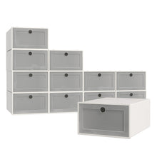 Load image into Gallery viewer, Casa Decor 12-Piece Stackable Transparent Shoe Organiser Set - White
