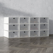 Load image into Gallery viewer, Casa Decor 12-Piece Stackable Transparent Shoe Organiser Set - White