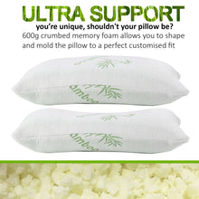 Load image into Gallery viewer, Royal Comfort Luxury Bamboo Covered Memory Foam Pillows 56 x 36cm Twin Pack