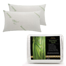 Load image into Gallery viewer, Royal Comfort Bundle Set Bamboo Memory Foam Pillows 2 Pack + 350GSM Bamboo Quilt