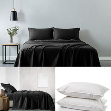 Load image into Gallery viewer, Royal Comfort 100% Cotton Soft Sheet Set And 2 Duck Feather Down Pillows Set