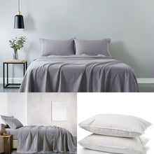 Load image into Gallery viewer, Royal Comfort 100% Cotton Soft Sheet Set And 2 Duck Feather Down Pillows Set