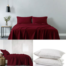 Load image into Gallery viewer, Royal Comfort 100% Cotton Soft Sheet Set And 2 Duck Feather Down Pillows Set