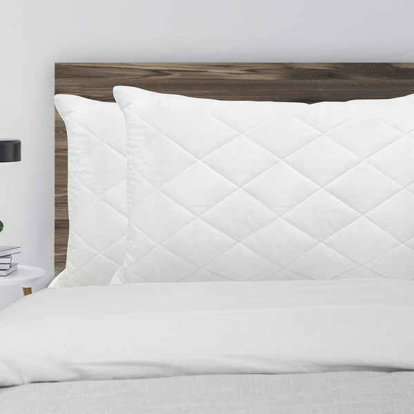 Royal Comfort Luxury Bamboo Blend Quilted Pillow Extra Fill Support Twin Pack