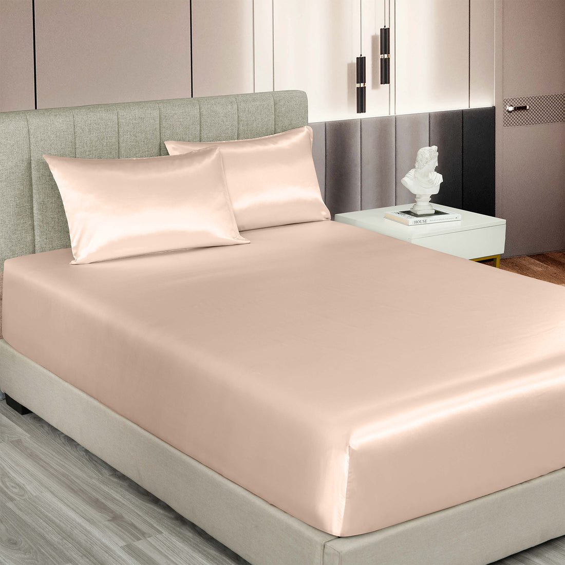 Royal Comfort Satin Sheet Set 3 Piece Fitted Pillowcase Silky Smooth