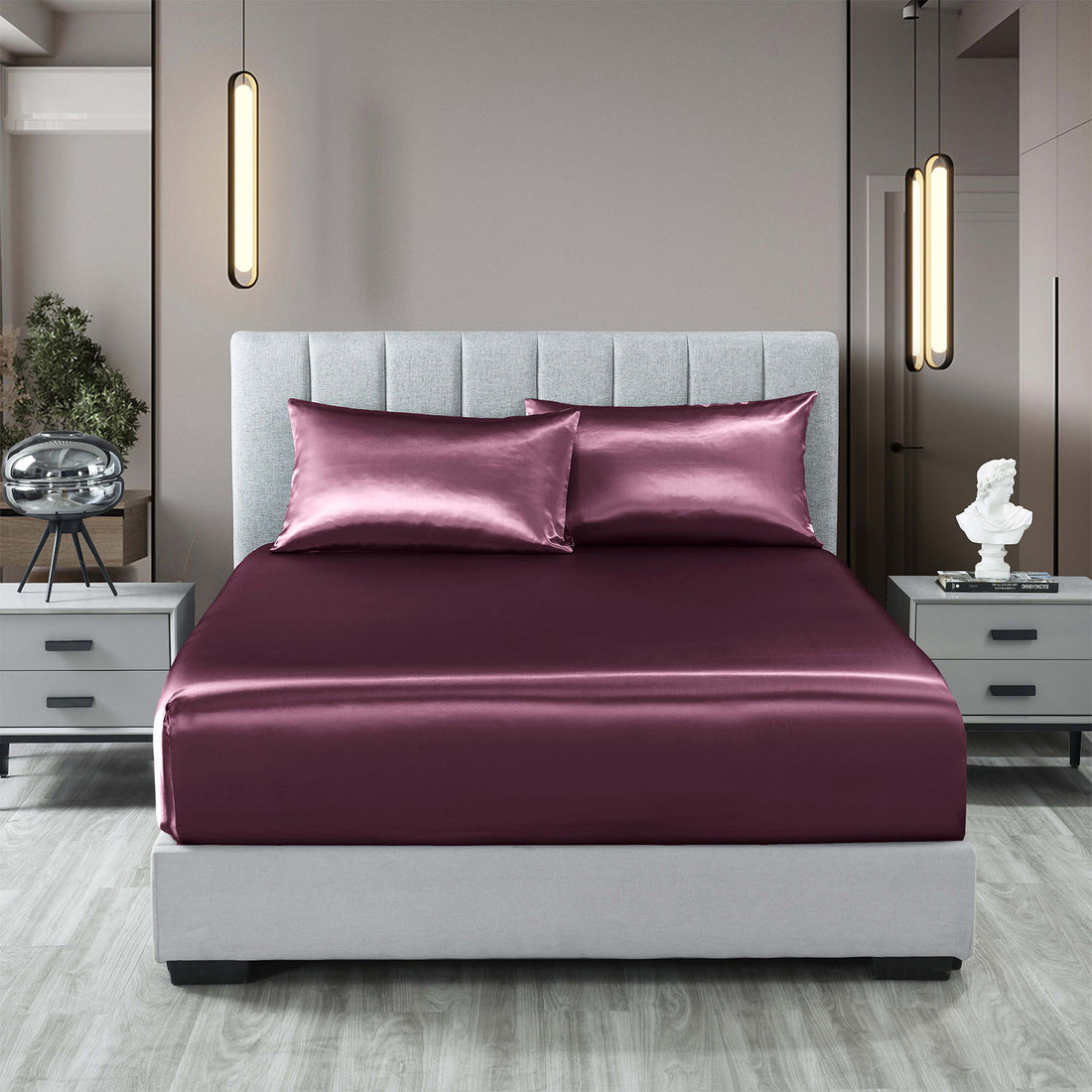 Royal Comfort Satin Sheet Set 3 Piece Fitted Pillowcase Silky Smooth