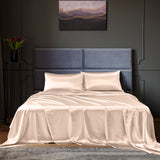 Royal Comfort Satin Sheet Set 4 Piece Fitted Flat Pillowcases Silky