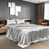 Royal Comfort Satin Sheet Set 4 Piece Fitted Flat Pillowcases Silky
