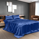 Royal Comfort Satin Sheet Set 4 Piece Fitted Flat Pillowcases Silky
