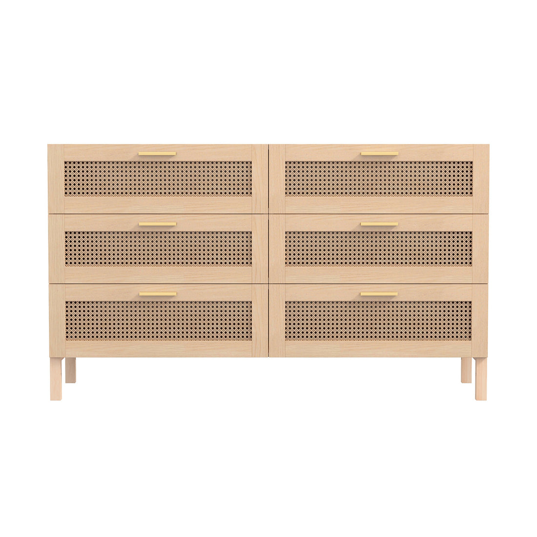 Casa Decor Santiago Rattan 6 Chest Drawers Cabinet Bedroom Storage Tallboy Oak