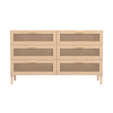 Casa Decor Santiago Rattan 6 Chest Drawers Cabinet Bedroom Storage Tallboy Oak