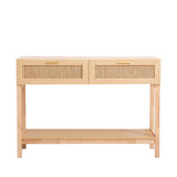 Casa Decor Santiago Rattan Console Table Entry Table Storage Hallway Wood Oak
