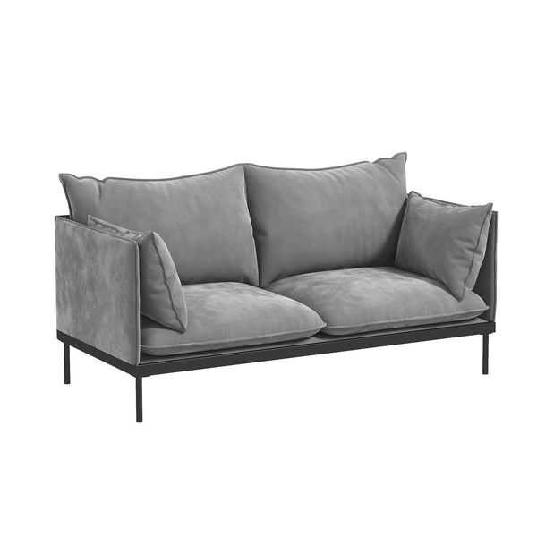 Casa Decor Camilla Luxury Upholstered Fabric Sofa 2 Seater Light Grey