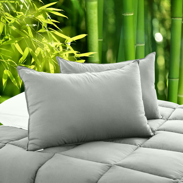 Royal Comfort Bamboo Pillow Hotel Quality Luxury Twin Pack Bedding Set Charcoal