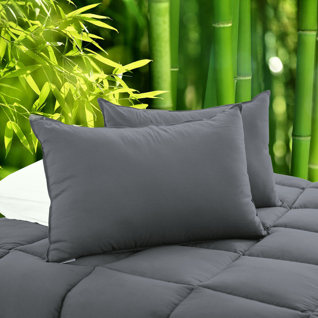 Royal Comfort Bamboo Charcoal Pillow Hotel Quality Twin Pack Charcoal
