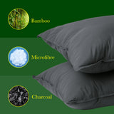Royal Comfort Bamboo Charcoal Pillow Hotel Quality Twin Pack Charcoal