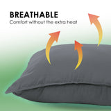 Royal Comfort Bamboo Charcoal Pillow Hotel Quality Twin Pack Charcoal