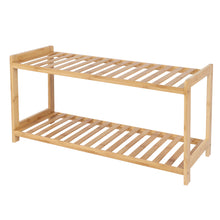 Load image into Gallery viewer, Casa Decor 2 Tier Bamboo Shoe Stool - Compact, Durable, Storage - Oak
