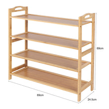 Load image into Gallery viewer, Casa Decor 4-Tier Bamboo Shoe Rack, Durable, Space Saving, Stylish Storage - Oak

