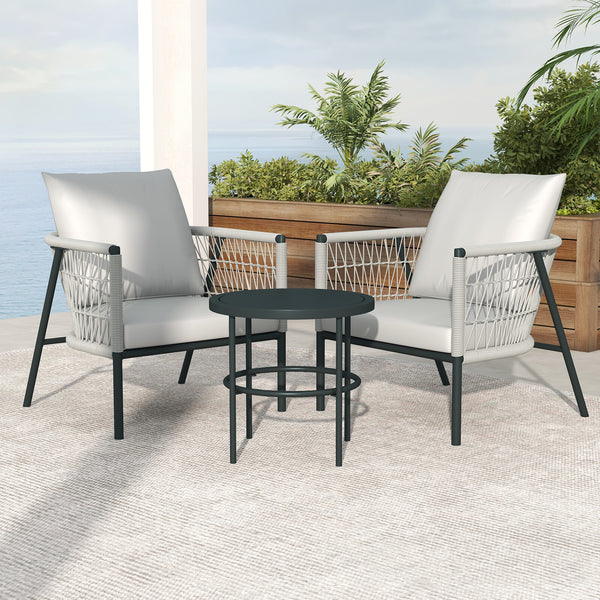 Arcadia Furniture Reims 3 Piece Patio Outdoor Weather Resistant Set Stylish Grey