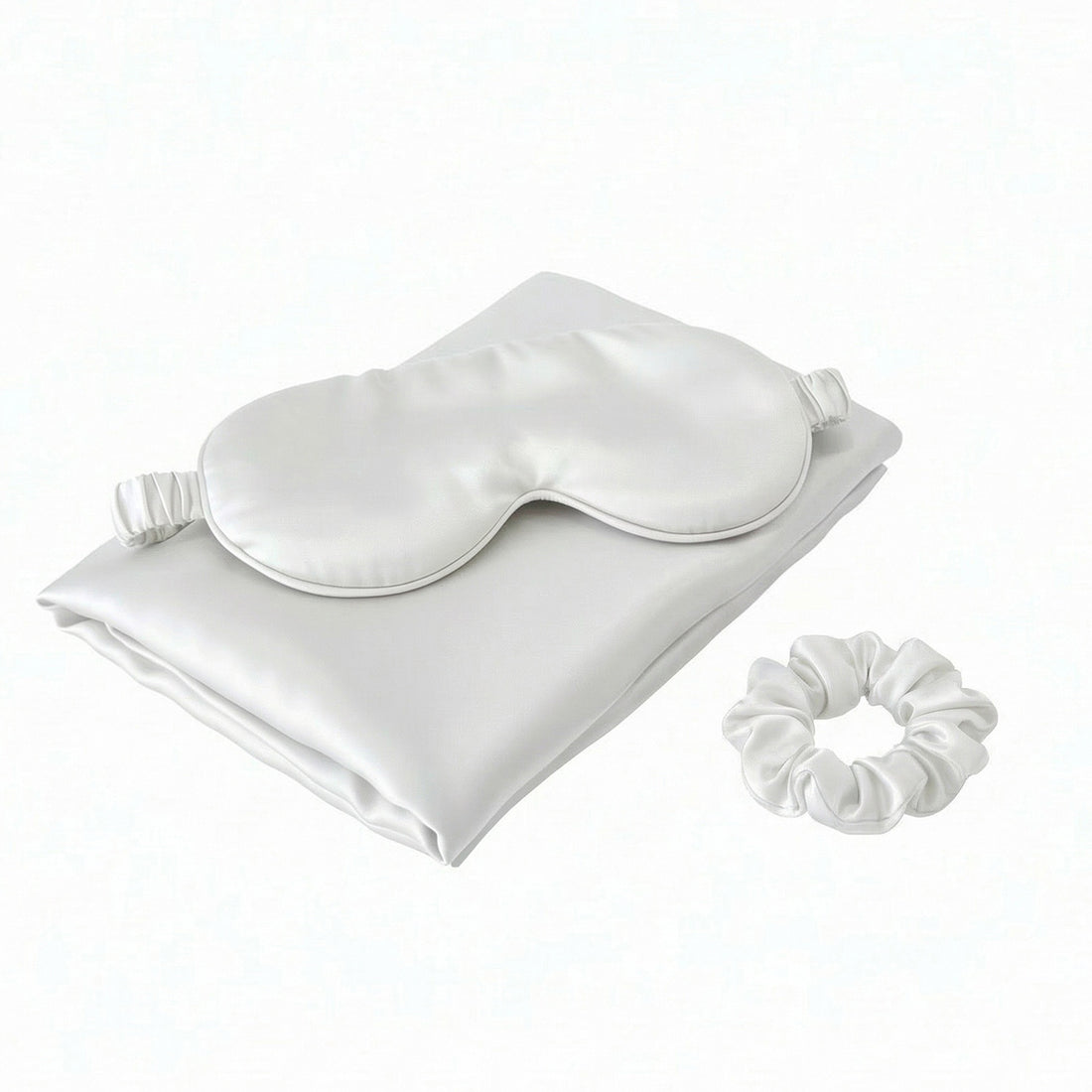 Royal Comfort Pure Mulberry Silk Sleep Gift Set White 3 Piece Luxury