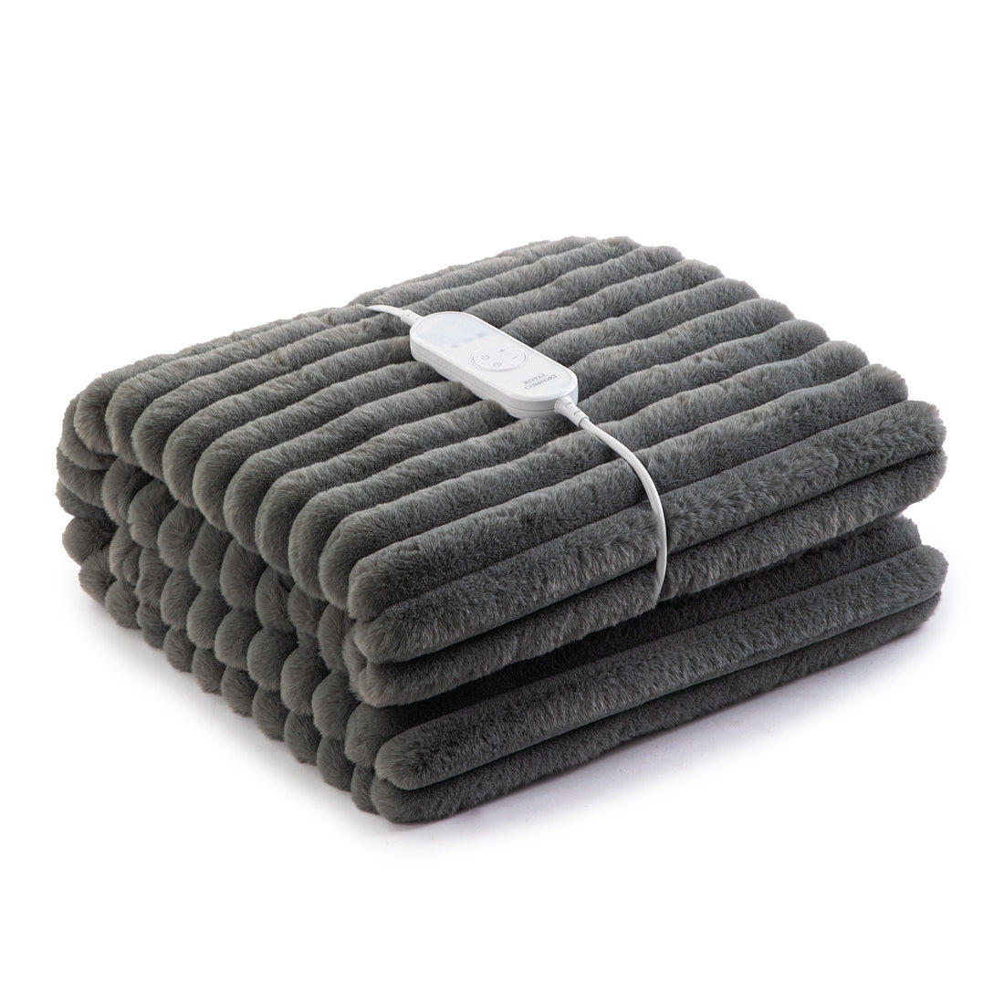 Royal Comfort Thermolux Heated Stripe Faux Fleece Electric Throw