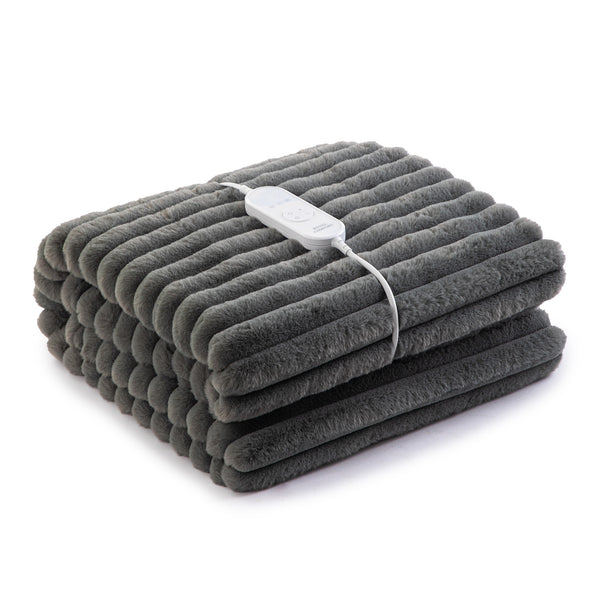 Royal Comfort Thermolux Heated Stripe Faux Fleece Throw