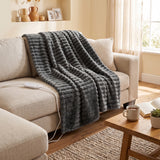 Royal Comfort Thermolux Heated Stripe Faux Fleece Electric Throw