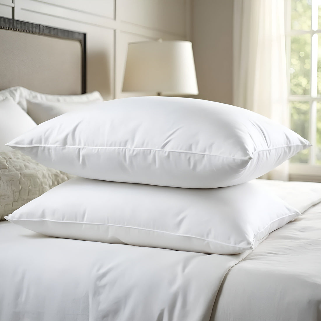 Royal Comfort 1000GSM Goose Feather Down Pillows Twin Pack 100% Cotton Cover