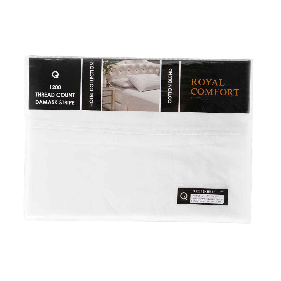 Royal Comfort 1200TC Damask Cotton Blend Sheet Pillowcase Set Silky Luxe
