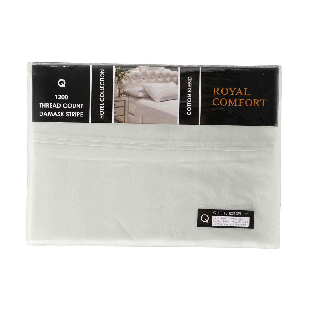Royal Comfort 1200TC Damask Cotton Blend Sheet Pillowcase Set Silky Luxe