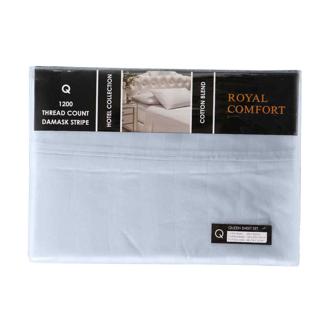 Royal Comfort 1200TC Damask Cotton Blend Sheet Pillowcase Set Silky Luxe