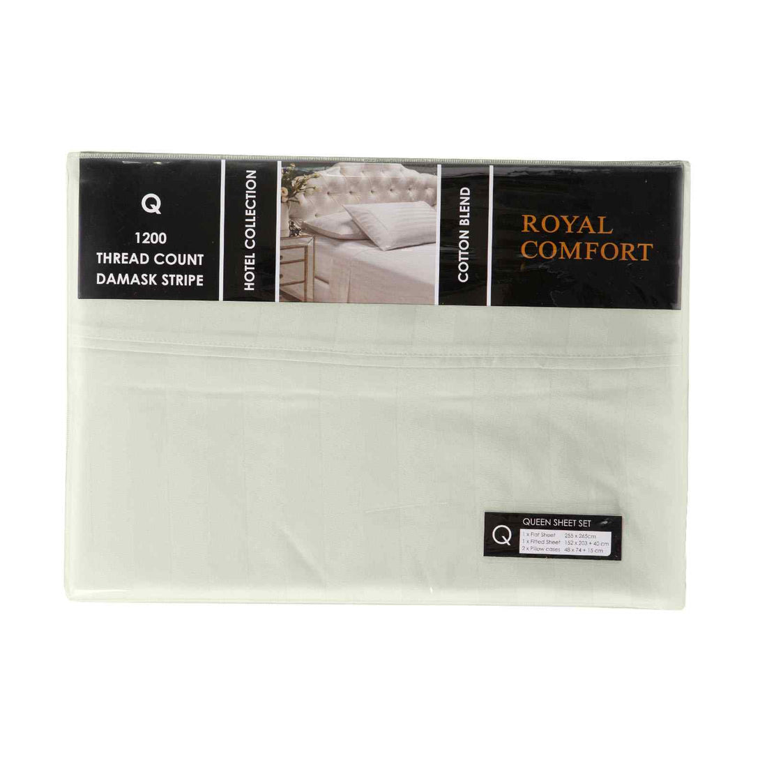 Royal Comfort 1200TC Damask Cotton Blend Sheet Pillowcase Set Silky Luxe