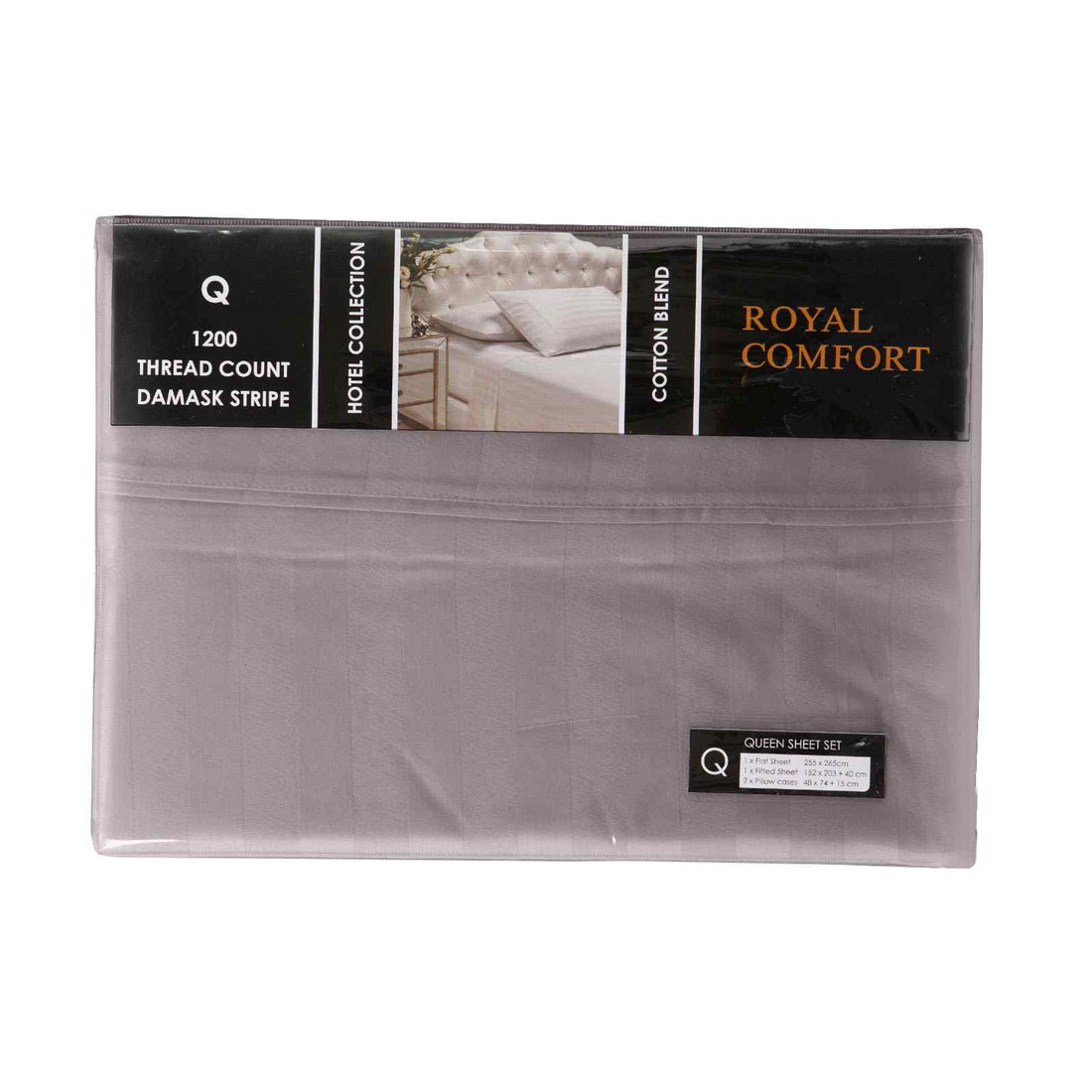 Royal Comfort 1200TC Damask Cotton Blend Sheet Pillowcase Set Silky Luxe